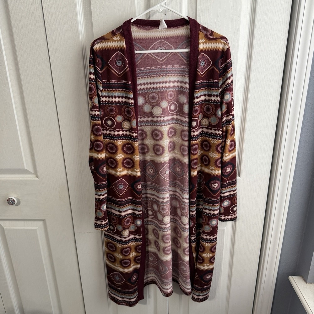 Sunshine & Rodeos Multicolor Geometric Open Front Cardigan Women's Size Large